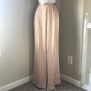 Badgley Mischka Hi Waist Champagne Wide Leg Pants